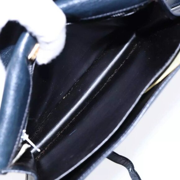 BALENCIAGA Shoulder Bag Leather Navy Gold Auth - Picture 10 of 16